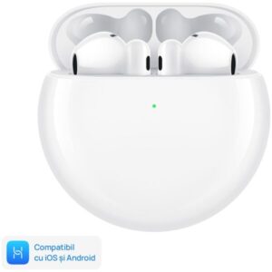 Casti In-Ear Huawei FreeBuds 4E, True Wireless, Hybrid ANC, Bluetooth, Ceramic White
