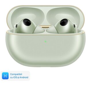 Casti In-Ear HUAWEI FreeBuds Pro 4, True Wireless, Hybrid ANC, Bluetooth, IPX54, Multi point connection, Automonie 33h, Carcasa incarcare wireless, Green